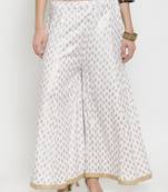 White printed rayon palazzo-pants