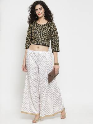 White printed rayon palazzo-pants 2