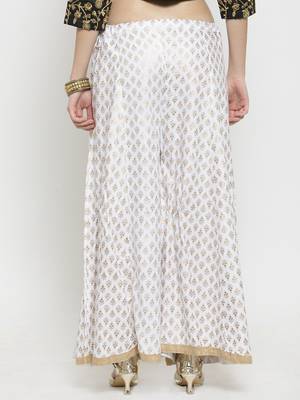 White printed rayon palazzo-pants 4