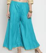 Turquoise printed rayon palazzo-pants