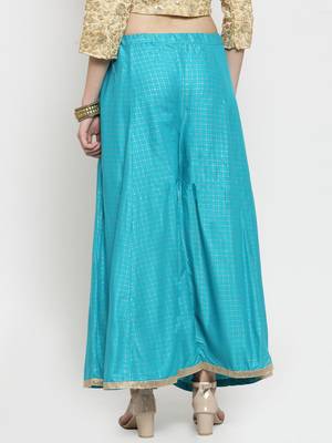 Turquoise printed rayon palazzo-pants 4