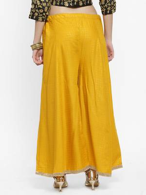Mustard printed rayon palazzo-pants 4