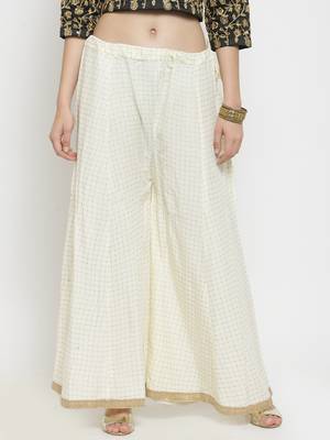 Off-white printed rayon palazzo-pants 1