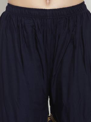 Navy-blue printed rayon palazzo-pants 5