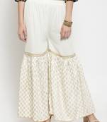 Off-white printed rayon palazzo-pants