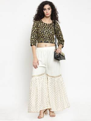 Off-white printed rayon palazzo-pants 2