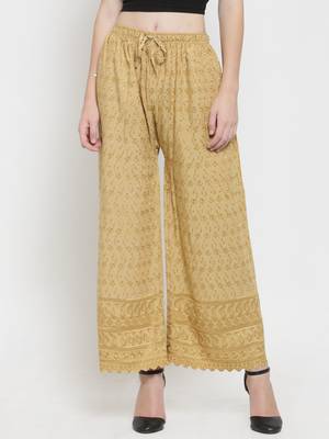 Fawn embroidered rayon palazzo-pants 1