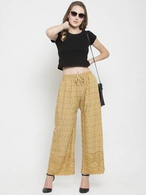 Fawn embroidered rayon palazzo-pants 2