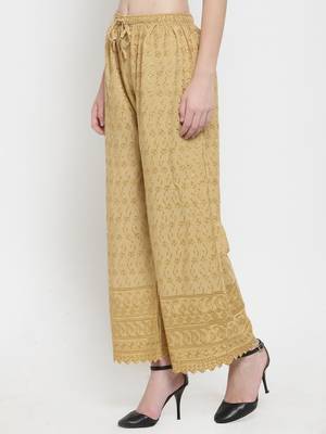 Fawn embroidered rayon palazzo-pants 3