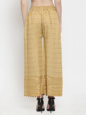 Fawn embroidered rayon palazzo-pants 4