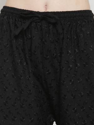 Black embroidered rayon palazzo-pants 5