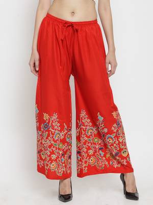 Red printed rayon palazzo-pants 1
