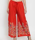 Red printed rayon palazzo-pants