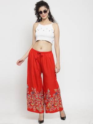 Red printed rayon palazzo-pants 2
