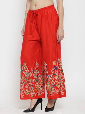 Red printed rayon palazzo-pants 3