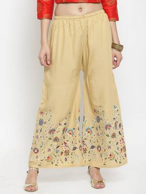 Fawn printed rayon palazzo-pants 1