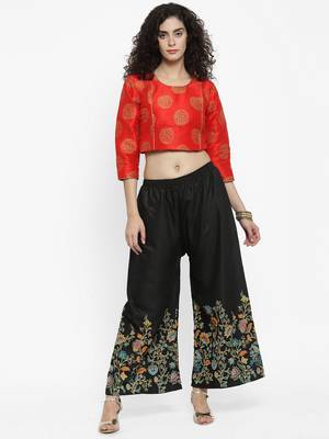Beige printed rayon palazzo-pants 2