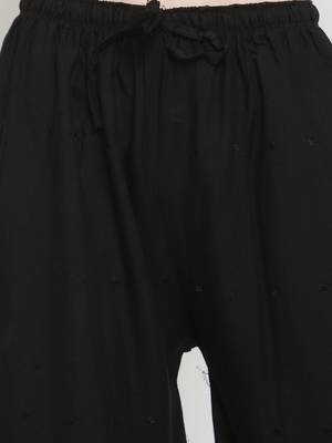 Black embroidered rayon palazzo-pants 5
