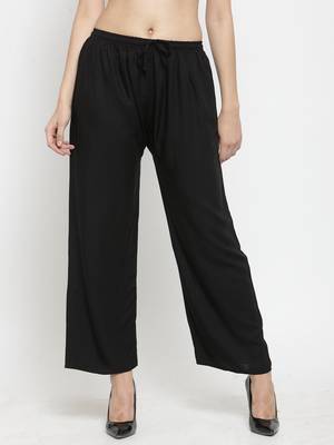 Black plain rayon palazzo-pants 1