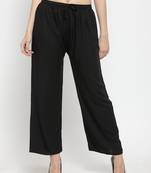 Black plain rayon palazzo-pants