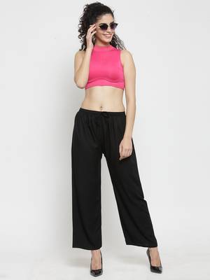 Black plain rayon palazzo-pants 2