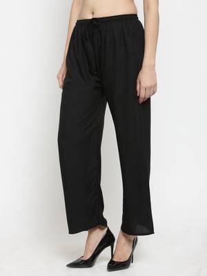 Black plain rayon palazzo-pants 3