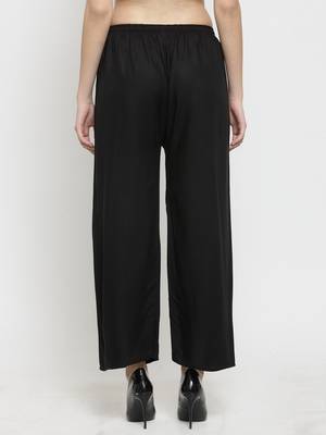 Black plain rayon palazzo-pants 4