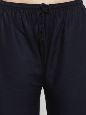 Navy-blue plain rayon palazzo-pants 5