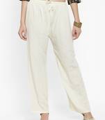 Off-white plain rayon palazzo-pants