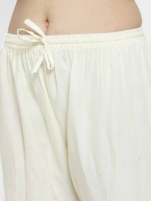 Off-white plain rayon palazzo-pants 5
