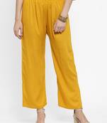 Mustard plain rayon palazzo-pants