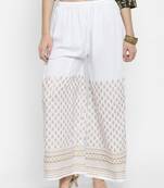White printed rayon palazzo-pants