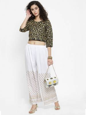 White printed rayon palazzo-pants 2