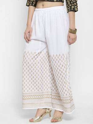 White printed rayon palazzo-pants 3