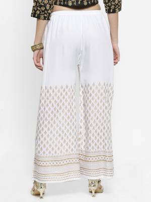 White printed rayon palazzo-pants 4