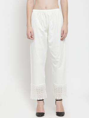 Off-white plain rayon palazzo-pants 1