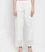 Off-white plain rayon palazzo-pants