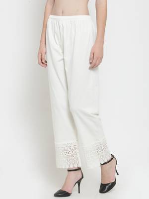 Off-white plain rayon palazzo-pants 3