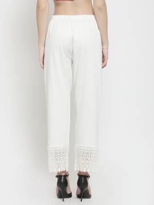 Off-white plain rayon palazzo-pants 4