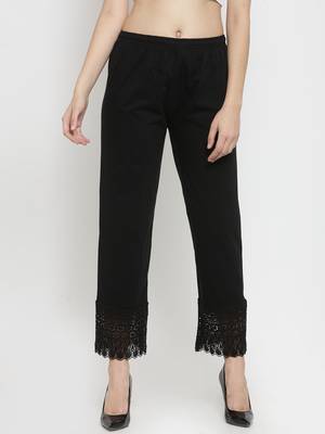 Black plain rayon palazzo-pants 1