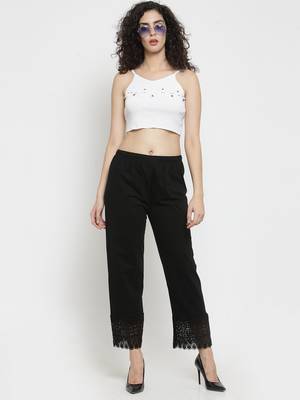 Black plain rayon palazzo-pants 2
