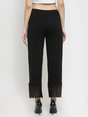 Black plain rayon palazzo-pants 4