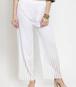 White plain rayon palazzo-pants