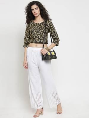 White plain rayon palazzo-pants 2