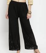 Black plain rayon palazzo-pants