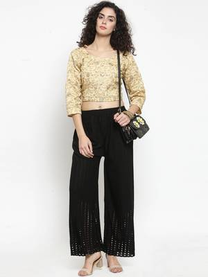 Black plain rayon palazzo-pants 2