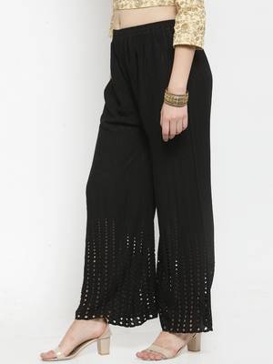 Black plain rayon palazzo-pants 3