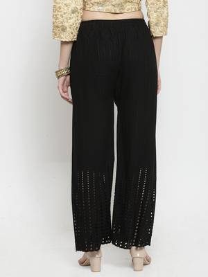 Black plain rayon palazzo-pants 4
