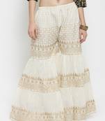 Off-white printed cotton palazzo-pants