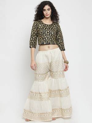 Off-white printed cotton palazzo-pants 2